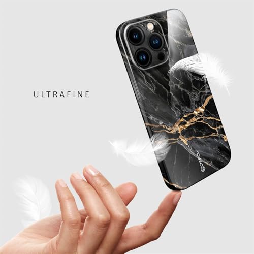 Coque iPhone 16 Pro antichoc marbre noir pailleté protection rigide dos - 5
