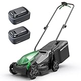 Kraftsense 14' Cordless Lawn Mower, 40V Lightweight Push Mower with 2×5.0Ah Battery, Ultra-Quiet Motor for Small Yards, Lawn Care, Backyard Maintenance