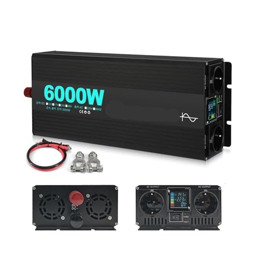 Convertisseur puissance onduleur 6000W pur sinus à double prise LCD