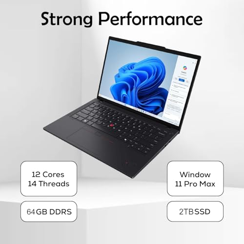 Image of Lenovo ThinkPad T14 Gen 6 Copilot+ Business Laptop 14.0 inch IPS FHD+ Display | Intel Ultra 7-255U, 64GB DDR5, 2TB PCIe SSD, Backlit KB, Fingerprint, 5MP Webcam, 2 Thunderbolt 4, Win 11 Pro
