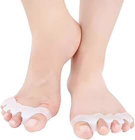 Separadores de dedos em gel ExCEART para dedos de silicone, espaçadores de dedos e corretores para alívio da dor dos dedos para sobrepor dedos e joanetes e alinhamento do dedão grande
