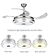 FINE MAKER 42 Inch Retractable Ceiling Fan Light, 3 Color Changeable LED Bluetooth Music Player 3-Speed Silent Motor Chandelier Ceiling Fan for Living/Dinning Room