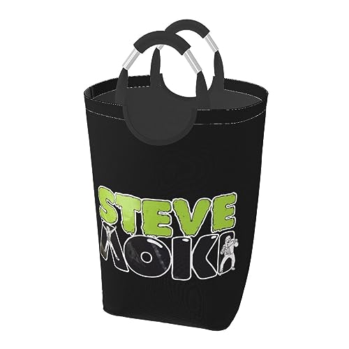 ランドリーバスケット 折りたたみ 大容量50l Steve Aoki せんたくかご 防水 撥水加工 洗濯物入れ 取っ手付き ランドリーバッグ 衣類収納 寝室 脱衣所 リビング クローゼット内 幅32×高さ57.5cm