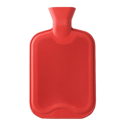 iPEAK Bolsa de agua caliente grande de 2 litros para aliviar el dolor de cuello y hombros, calentador de manos y pies (rojo)