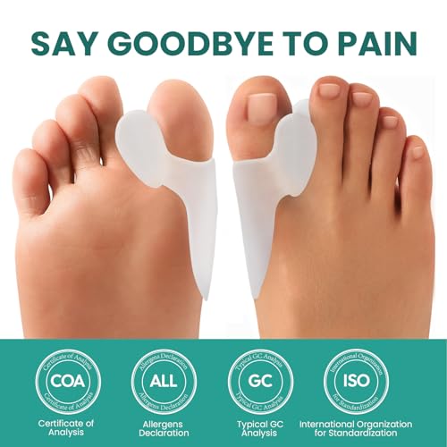 Image of Welnove Bunion Cushion Protector, 8 Pack Aloe Vera Extract Infused Bunion Corrector with Separator, Gel Bunion Shield for Foot Pain Relief, Calluses, Relieve Foot Pain from Friction(White)