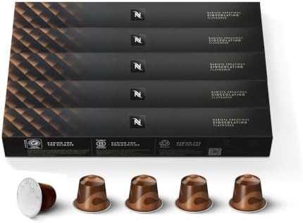 Nespresso Cioccolatino Barista Creations Roasted Coffee Capsules, Original Line, 10 capsules in 1 Sleeve - Pack of 5 Sleeves