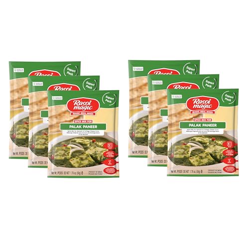 Rasoi Magic Spice Mix for Palak Paneer (Pack of 6) | Ready to cook | No Added Preservatives, No Artificial Colors | Restaurant like Flavors in 15 minutes| Ready-to-cook Mix | 50g Each Packet
