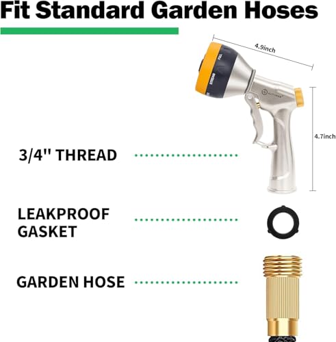 Image of AUTOMAN Garden Nozzle Sprayer, 2 Pack High Pressure Spray Nozzle, 100% Metal Water Hose Nozzle, 7 Patterns Watering Nozzle, Heavy Duty Sprayer Garden Nozzle for Watering Plants & Lawns, Washing Cars
