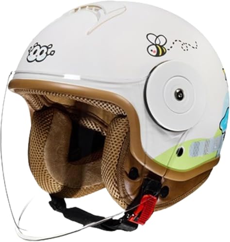 Caschi retrò per ciclomotori, scooter, casco da moto per bambini, modello Dirt Bike, aperto, con visiera, per bambini dai 3 ai 14 anni, omologato ECE. L,46-54CM