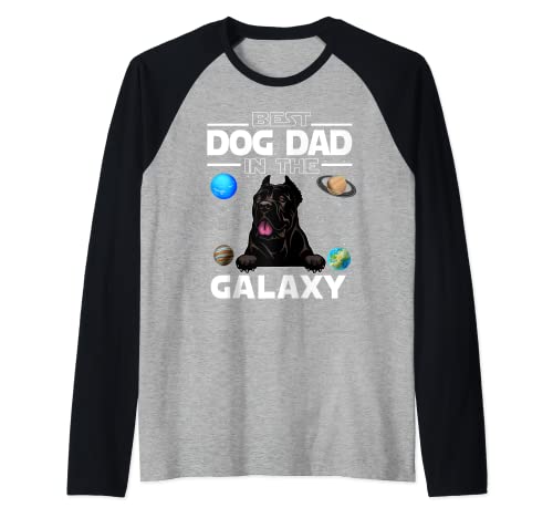 Best Dog Dad In The Galaxy Cane Corso Puppy Dogs Lovers Maglia con Maniche Raglan