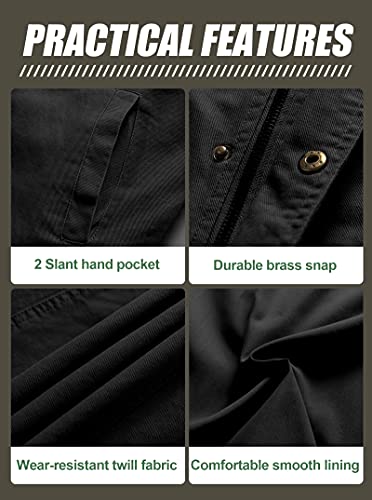 Pursky Men's Canvas Cotton Military Casual Field Jacket Outerwear With Removable Hood 6