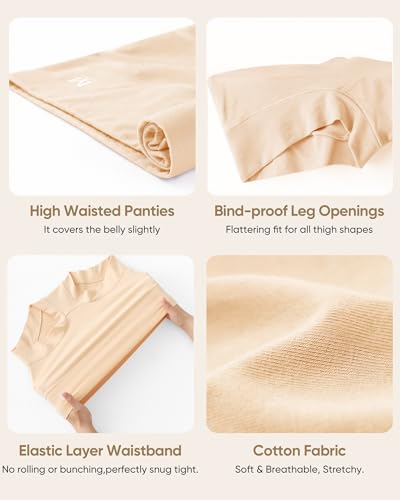 Image of MEIYATING Women's Underwear Boy Shorts Boxer Cotton Stretch Briefs Panties High Waisted Soft Plus Size 4 Pack