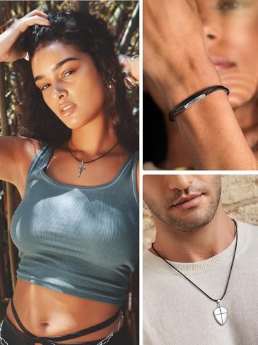 U7 Leather Necklace Cord with Customizable Stainless Steel/Black Clasp, Waterproof Black/Brown Woven Wax Rope Chain for Men Women 1.5/2/3mm, Length 16"-30"3