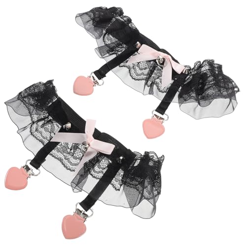 MUCKLILY Lace Heart Thigh Garters with Bow Black Fashionable Leg Garters for Women Bridal Wedding Accessories for Special Occasions