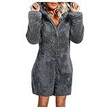 Sweatshirts for Women Hooded Zipper Bust Short Plush Baggy Jumpsuit Shorts Onesie Fluffy Soft Indoor Outfit