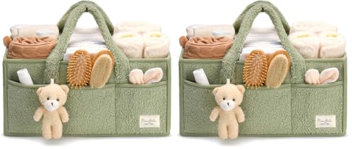 Image of PeraBella Diaper Caddy Organizer for Changing Table, Storage Basket for Wipes, Gift for Baby Shower, Car Organizer, Nursery Organizer, Portable Storage (Pack of 2)