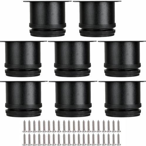 ASelected Pack de 8 Patas para Muebles Regulables 50 x 50 mm, Patas Mueble Acero Negro, Patas para Mesas, Patas Mesa y Patas para Sofás con Ajuste 1-10 Mm, Base con Tornillos