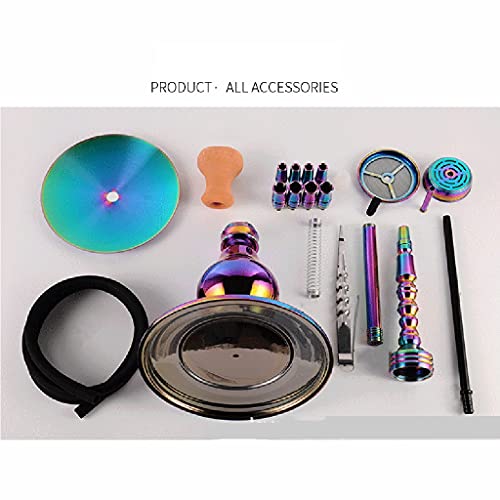 Araber Luxus 23,6" Arabische Shisha Set mit 1 Schlauch Glas Shisha-Kit Mit Shisha Zubehör (Galvanisieren Bunt) – Bild 4