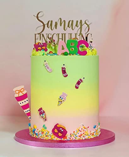 Kaffeehaus Diamant - Schultüten in Gelb, Blau, Grün - 6 große und 12 kleine Zuckertüten zum Schulstart für Jungen - buntes Zuckerdekor zur Einschulung