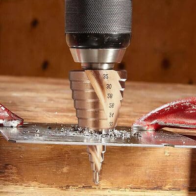 Miniatura 3 de TJR HSS-E M35 - Juego de brocas escalonadas de cobalto, 3 piezas, 2 ranuras en espiral con 29 escalones (0.157-1.260 in) tamaños totales para una