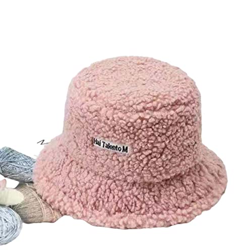 ChapéU De Pele De Cordeiro Para Senhoras Outono E Inverno Tingido Mao ChapéU Balde De Inverno Quente