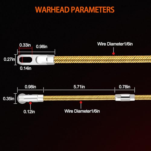 Fish Tape 50ft Wire Puller Running Electrical Wire Cable Pulley Head Spring, Heavy Duty, Through Wall Wire Guide Device,Applicable Multiple Scenario - Image 3