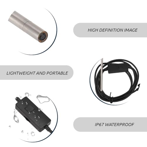 Borescopio Industrial 3 en 1 Sunicon Sunicong2ohgts351-11 con cable flexible de 1.5m, cámara IP67 HD 1280x720 con 6 luces LED, compatible con USB, Tipo C y Micro USB miniatura 3