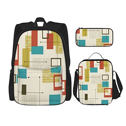 Sac à dos décontracté avec trousse à crayons et sac à lunch noir