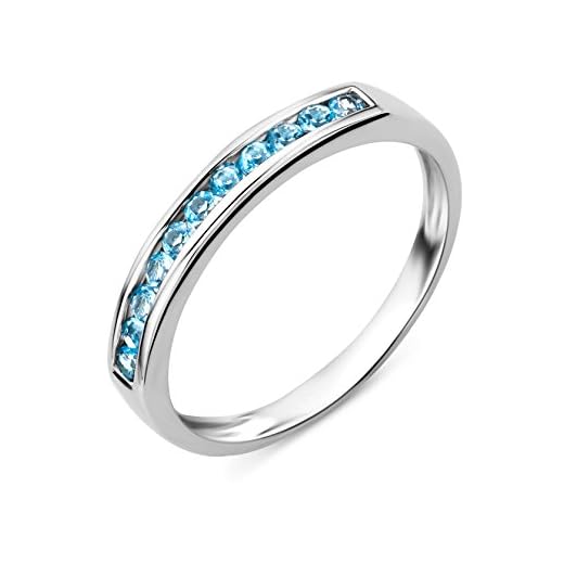 Miore MT024BTRO - Anillo de mujer de oro blanco (9k) con 11 topacios (talla: 14)