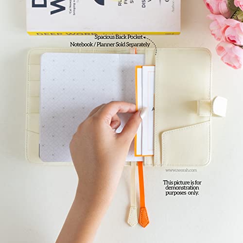 Image of NEORAH - A6 Notebook SLEEVE with SNAP Button - [ SLEEVE ONLY ]|Vegan Leather|Office Diary Holder with Penloop| 2 Front & 1 Back Pocket | 4 Card Slots |2 BookMarks - Fits any A6 Softcover - AFTERGLOW