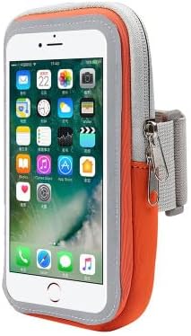 Sport Running Armband Cell Phone Arm Band Holder Bag Pouch Case for Samsung Galaxy S24 S23 S22 Plus S21 S20 FE A15 A25 A52 A53 A54 iPhone 15 14 13 12 11 Pro Max Google Pixel 7a 6a Pixel 8 7 6 Orange
