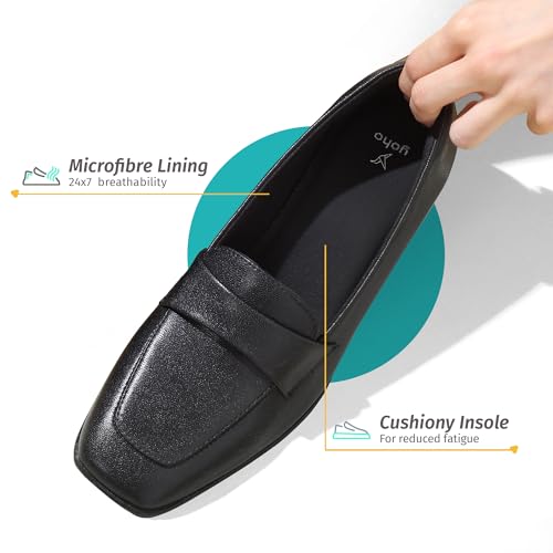Image of YOHO Bliss Heel 001 Slip-on Loafers for Women | Comfortable & Stylish Block Heeled | Fashion Moccasins with Footpharma Footbed | Perfect for Casual, Formal Shoe