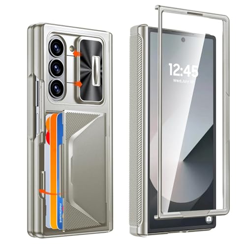 Étui Galaxy Z Fold 6 Marron Antichoc – Coque Complète avec Porte-Carte et Support