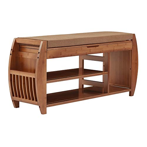 K KELBEL Bamboo Shoe Rack & Shoe Bench, Entryway Storage Organizer, Multi Function for Hallway Bathroom Living Room…