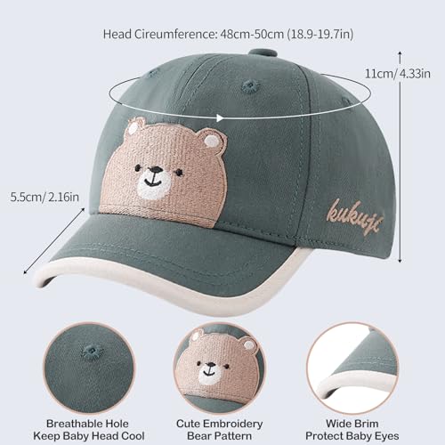 Toddler Cute Bear Baseball Caps Adjustable Cotton Caps Lightweight Sun Hat for Baby Boys Girls Age 1-3T4