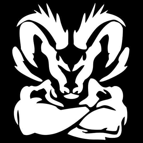 Man with Animal Head and Horns Vinyl Decal Sticker Cars Trucks Vans Walls Laptops White 9 Inches