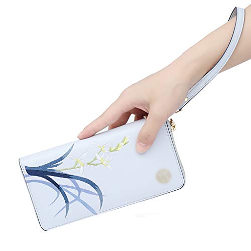 Preisvergleich Produktbild Geldbörsen Taschen Brieftasche Handytasche Ethnische Wind Damen Clutch Bag Mode Temperament Brieftasche (Color : Blue, Size : 19.5 * 10 * 2.5cm)