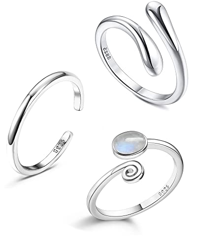 Jstyle QSWA-J-J0938-MOONSTONE 925 Sterling Silver Open Toe Rings Set cover
