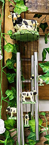 Ebros Gift Bovine Holstein Cow And Baby Calf Family Resonant Relaxing Aluminum Wind Chime Country Western Rustic Farm Cows Garden Patio Outdoor Decorative Accent Noisemaker thumb #5