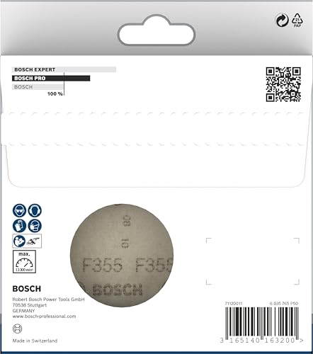 Bosch 10x Feuille abrasive PRO F355 (pour Béton, Pierre dure, Ø 115 mm, Grain 320, Professional Accessoire Petite meuleuse angulaire)