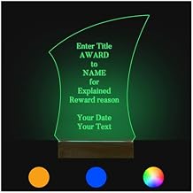 Custom Acrylic Trophy - Personalized Awards, Choice of Styles, Multicolor LED Base