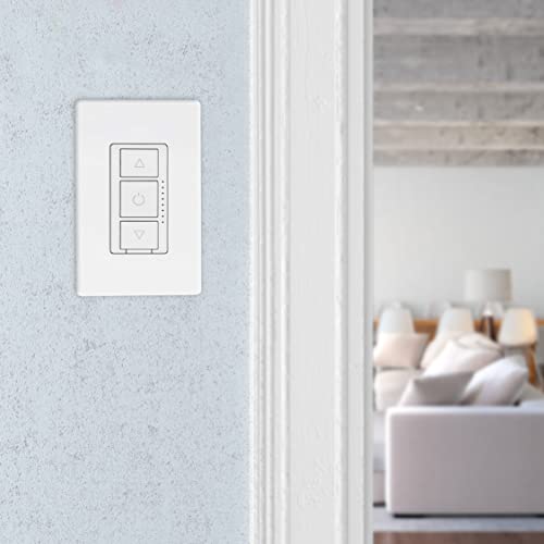 Luvoni Wifi Smart Dimmer Switch, 3-Way/Single Pole Electrical Light Switch, 3 Button, 300 Watt Max, Led Compatible, Screwless Wall Plate Included, Compatible With Alexa And Google Assistant #TOP4