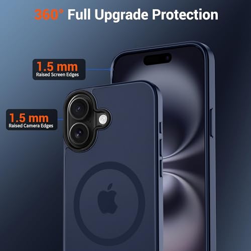Image of iPhone 16 Magsafe Hard Back Case | Matte Design & 360 Protection | Military-Grade Apple iPhone 16 Cover | Strong Magnet Back - Blue