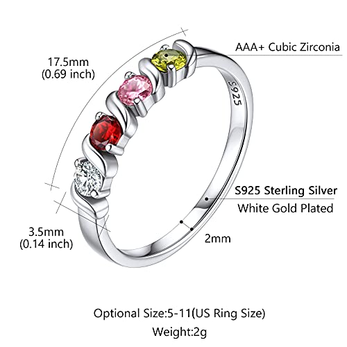 Sterling Silver Personalized Mothers Rings Gifts For Mother’s Day With 4 Birthstones Custom Family Name Ring Jewelry For Women Mom Grandmother #TOP4