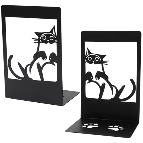 Sujetalibros de gato resistentes para evitar la caída de libros en estanterías 4