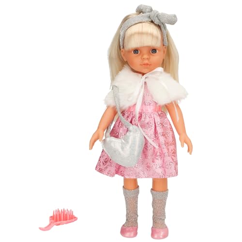 ColorBaby Muñeca Mara, 32 cm, Articulada, Peine Incluido, Bolso en Forma de corazón, Diadema con Lazo, Muñecas realistas, Juguetes niños 3 años, Regalos Navidad Infantiles, 47446
