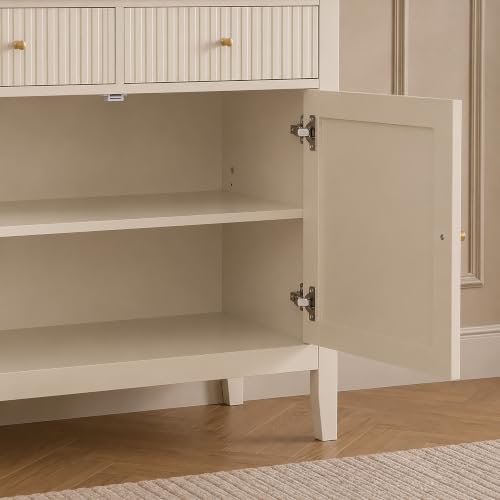 Taupe Fluted Two Door Two Drawer Storage Sideboard - Hales Taupe Range - Image 5