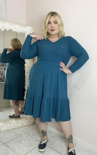 Image of RITERA Plus Size Dresses for Curvy Women Summer Spring Womens Dress V Neck Short Sleeve Casual Dress with Pockets XL-5XL