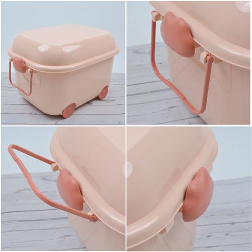 Image of Baby Bucket Multipurpose Storage Box with Wheels | Children's Toy Storage Box | Pulley Plastic Case Storage Container-(29.5 x 23 x 20.2 cm)-(White-8Ltr)
