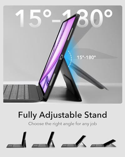 Image of ESR Ascend for iPad Air 13 Inch 2024, Keyboard Case with Trackpad, Magnetic Detachable Keyboard with Backlit Keys, Fully Adjustable Portrait /Landscape Stand, Black